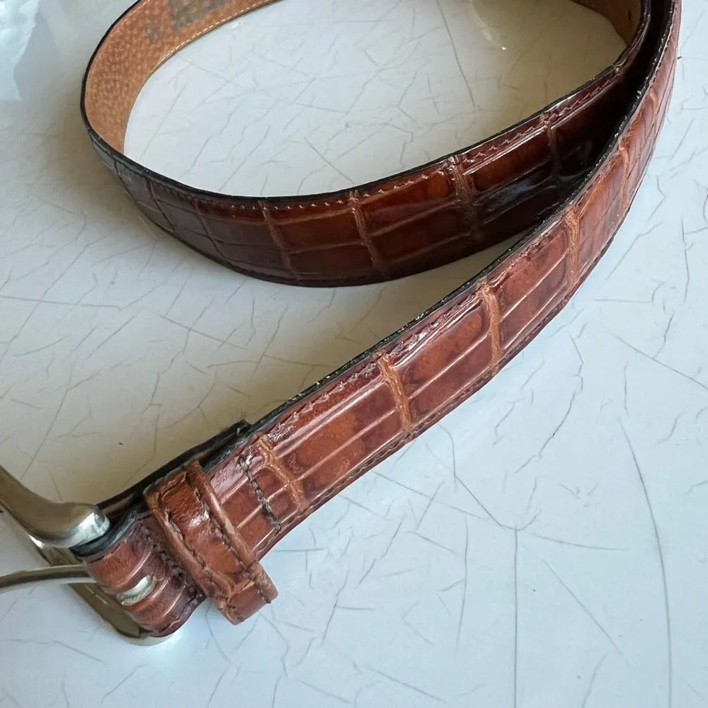 Dockers vintage leathers croc texture belt silver buckle and end size 32